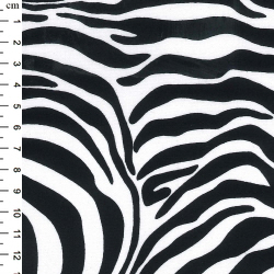 Zebra Stripes Print Cotton Poplin Fabric - White