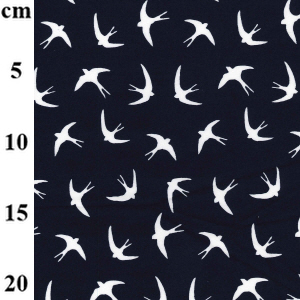 Flying Swallows - Navy - Rose & Hubble Cotton Printed Fabric