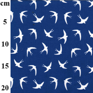 Flying Swallows - Royal - Rose & Hubble Cotton Printed Fabric