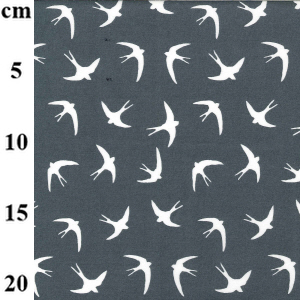 Flying Swallows - Silver - Rose & Hubble Cotton Printed Fabric