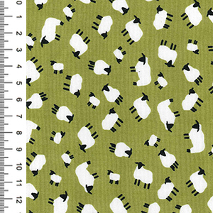 Mini Sheep 100% Pure Cotton Printed Fabric - Green