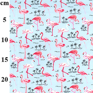 Tropical Flamingos - Blue - 100% Cotton Poplin Fabric