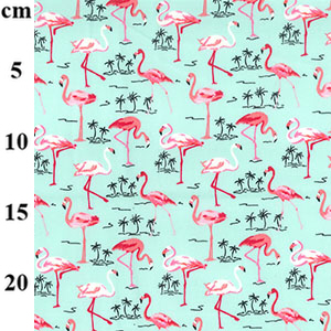 Tropical Flamingos - Green - 100% Cotton Poplin Fabric