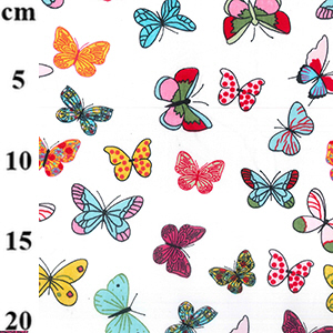 Ivory - Garden Butterflies Rose & Hubble Printed Cotton Fabric