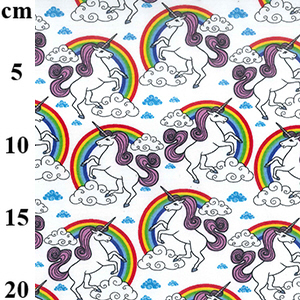 Rainbows and Unicorns Print - Ivory - 100% Cotton Poplin Fabric