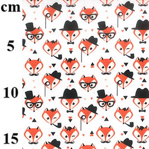 Ivory - Foxes Print Rose & Hubble Cotton Poplin Fabric