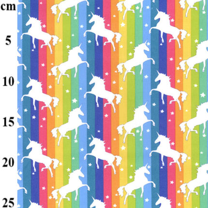 Bright Unicorn Cotton Poplin Fabric - Rainbow