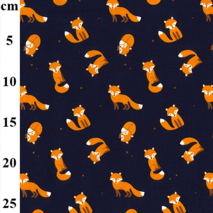 Foxes - Navy - 100% Pure Cotton Poplin Fabric