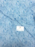 Blue and White Paisley Printed Viscose Fabric