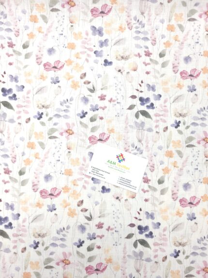 Beautiful wildflower meadow floral linen mix fabric
