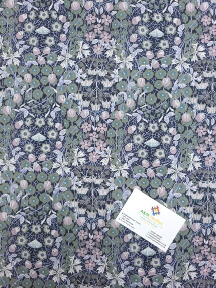 Dressmaking Pima Cotton Lawn Fabric Retro Floral