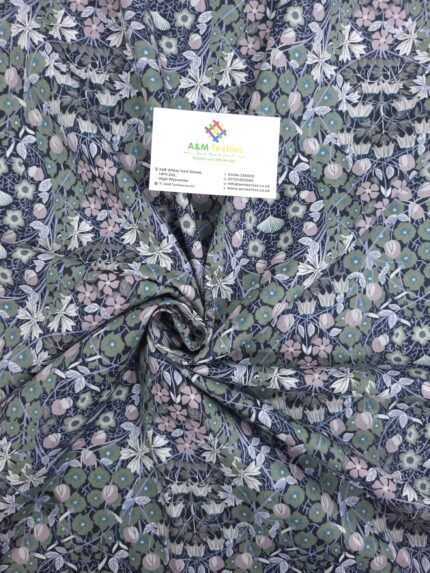 Pima Cotton Lawn Fabric Retro Floral