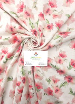 Linen Viscose Cotton Mix Pink Floral Fabric