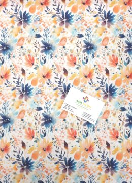 Orange and Midnight Floral Linen Blend Fabric