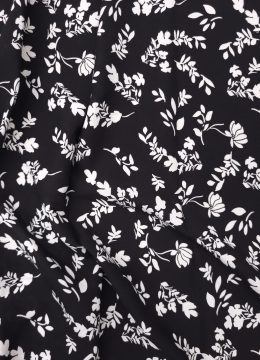 White Floral - Silhouette Viscose Challis Fabric
