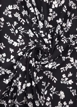 White Floral - Silhouette Viscose Rayon Challis Fabric